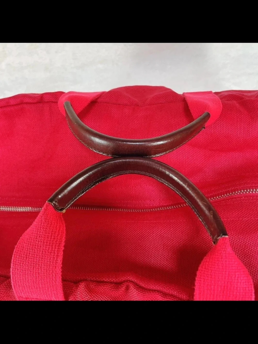 Mulberry Red Canvas Duffel Bag